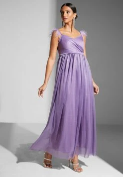 Feather Strap Sweetheart Neckline Gown
