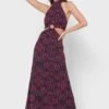 Printed Midaxi Cut Out Dress