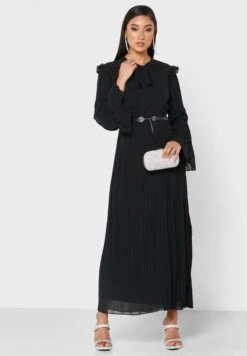 Wide Sleeves Front Tie Dress