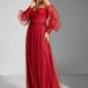 Off-Shoulder Net Gown