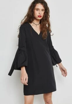 Ruffle Tie Cuffed Mini Dress