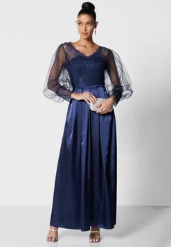 Mesh Sleeve Shimmer Dress