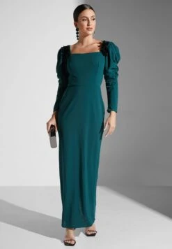 Puff Sleeve Embellished Detail Dress