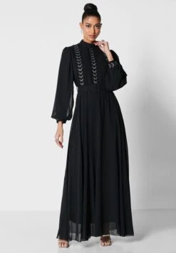 Embroidered Detail Flare Dress