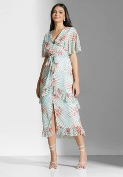 Floral Belted Ruffle Dress