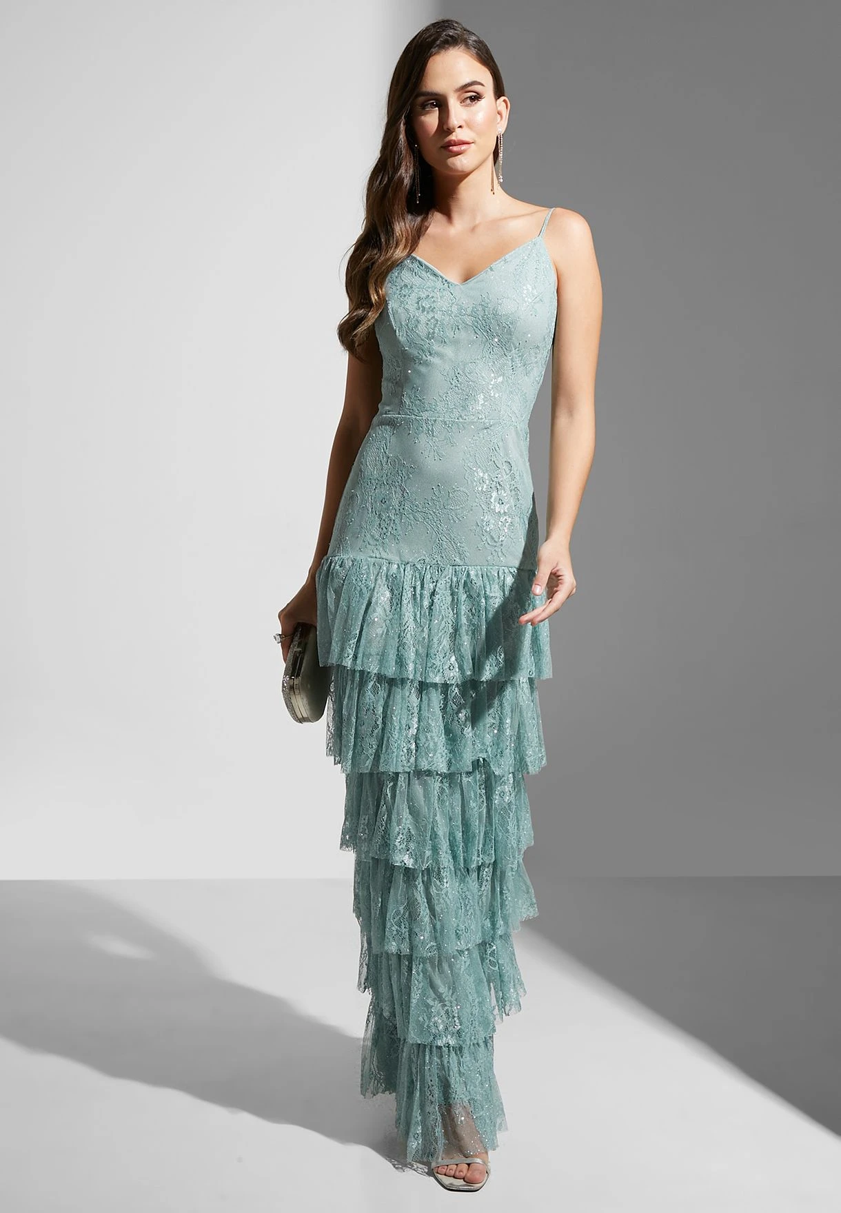 Strappy Frill-Layered Gown 1 Strappy Frill-Layered Gown