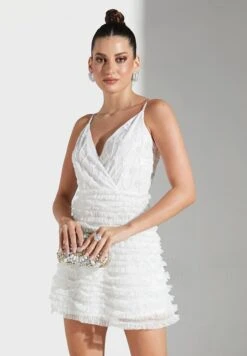 Embellished Bodice Ruffled Mini Dress