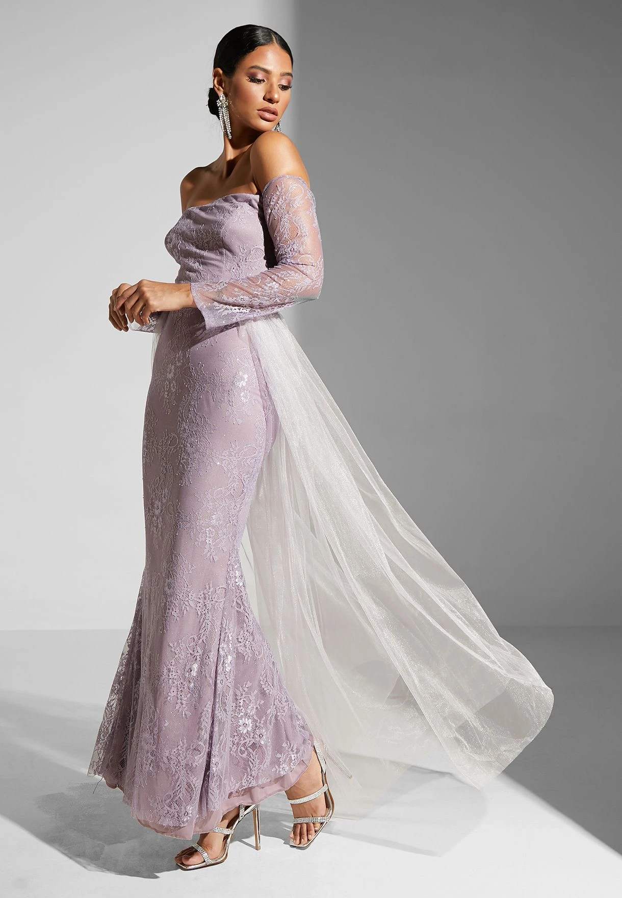 Off-Shoulder Cinched Waist Gown 1 Off-Shoulder Cinched Waist Gown