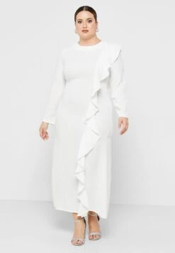 Ruffle Detail Belted Dress