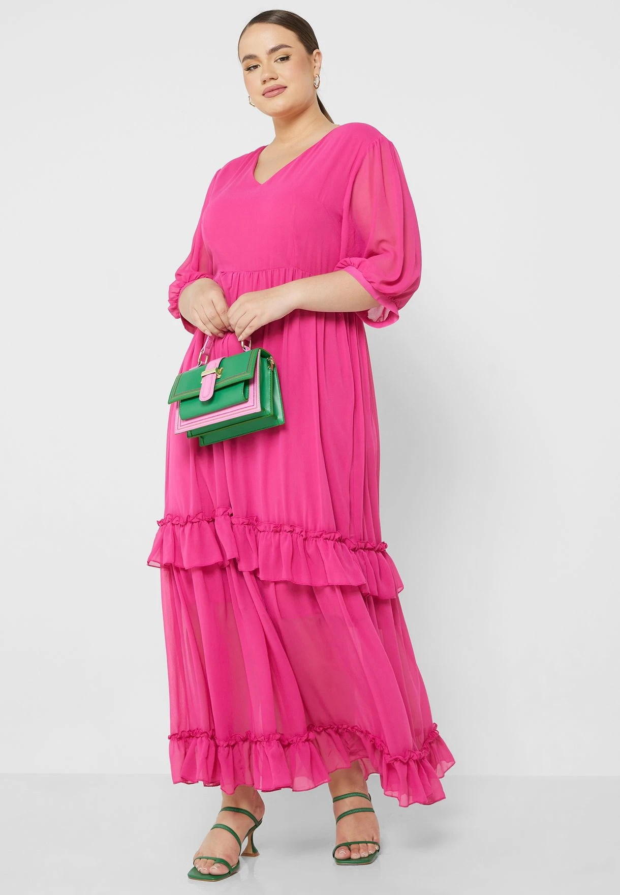 Tiered Mesh Detail Puff Sleeve Dress 1 Tiered Mesh Detail Puff Sleeve Dress