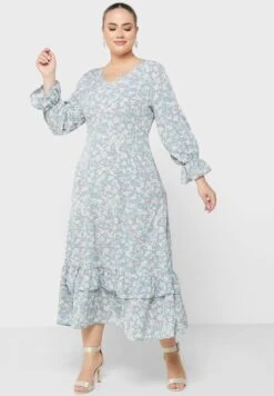 Frill Hem Detail Cuff Sleeve Dress