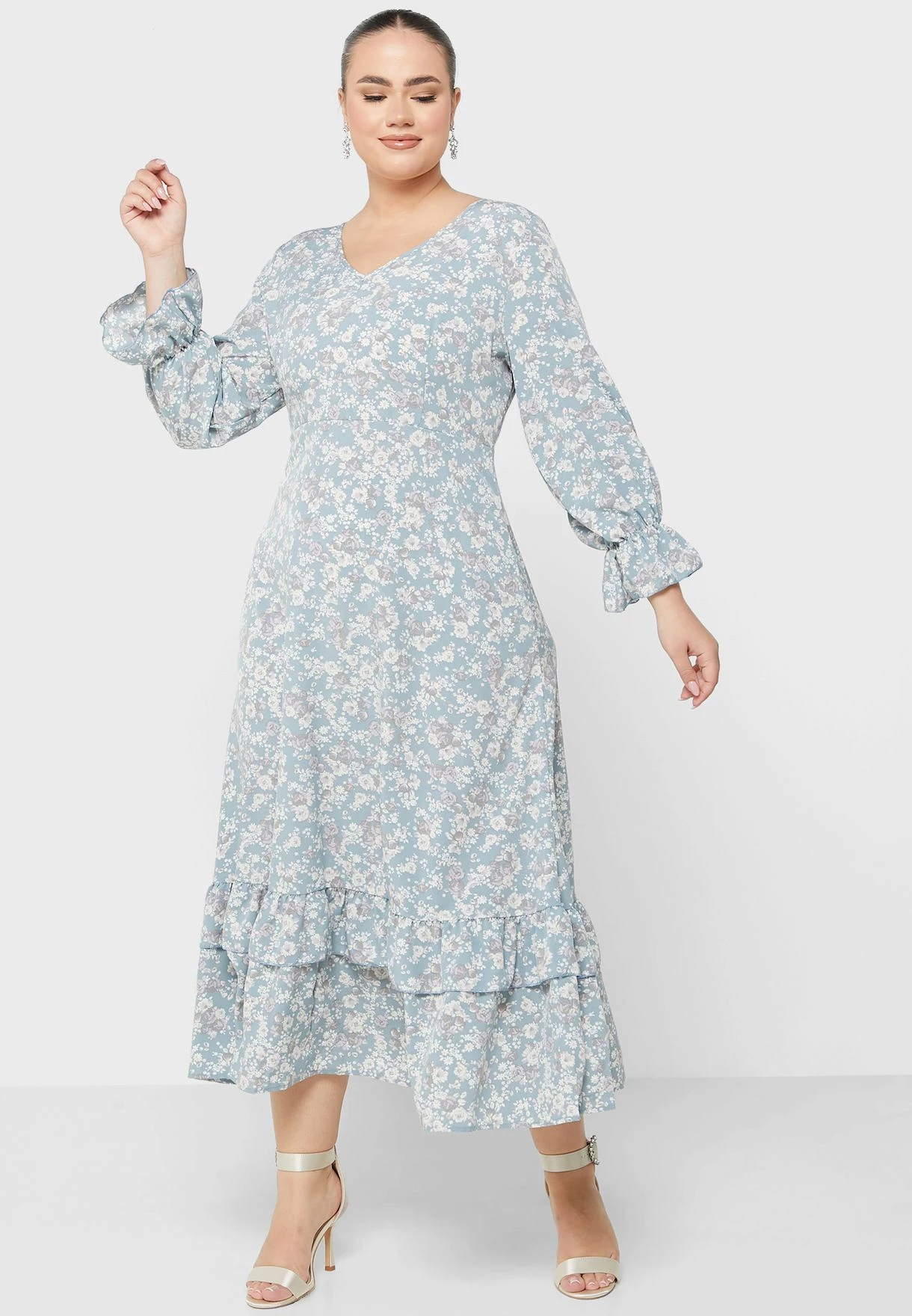 Frill Hem Detail Cuff Sleeve Dress 1 Frill Hem Detail Cuff Sleeve Dress