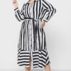 Striped Belted Shirt Dress