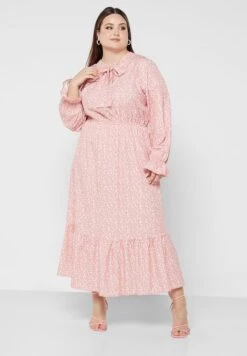 Neck Tie Detail Printed Dress