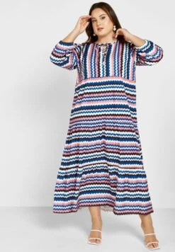 Balloon Sleeve Tie Neck Printed Dress