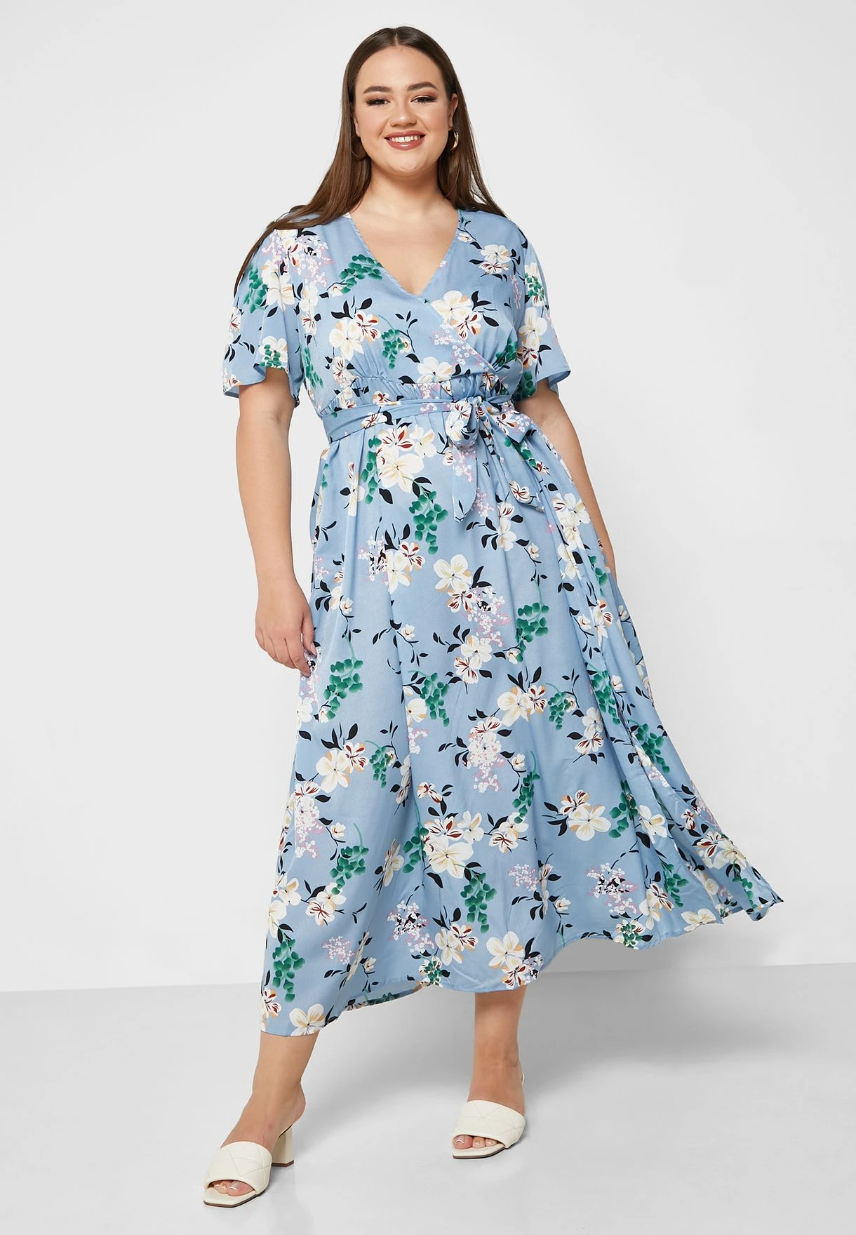 Surplice Neck Belted Side Slit Dress 1 Surplice Neck Belted Side Slit Dress