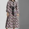 Floral Print Button Puff Sleeve Dress
