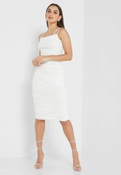 Little Mistress Bardot Ruched Dress