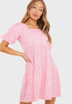 In The Style Floral Tiered Mini Dress