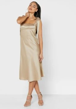 Tie Shoulder Wide Neck Dress