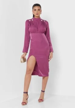 ELLA Shoulder Detail Slit Dress