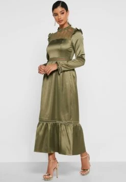 Mesh Detail Tiered Hem Dress