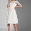 Lace Trim Mesh Sleeve Dress