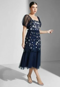 Square Neck Printed Ruffle Detail Dress