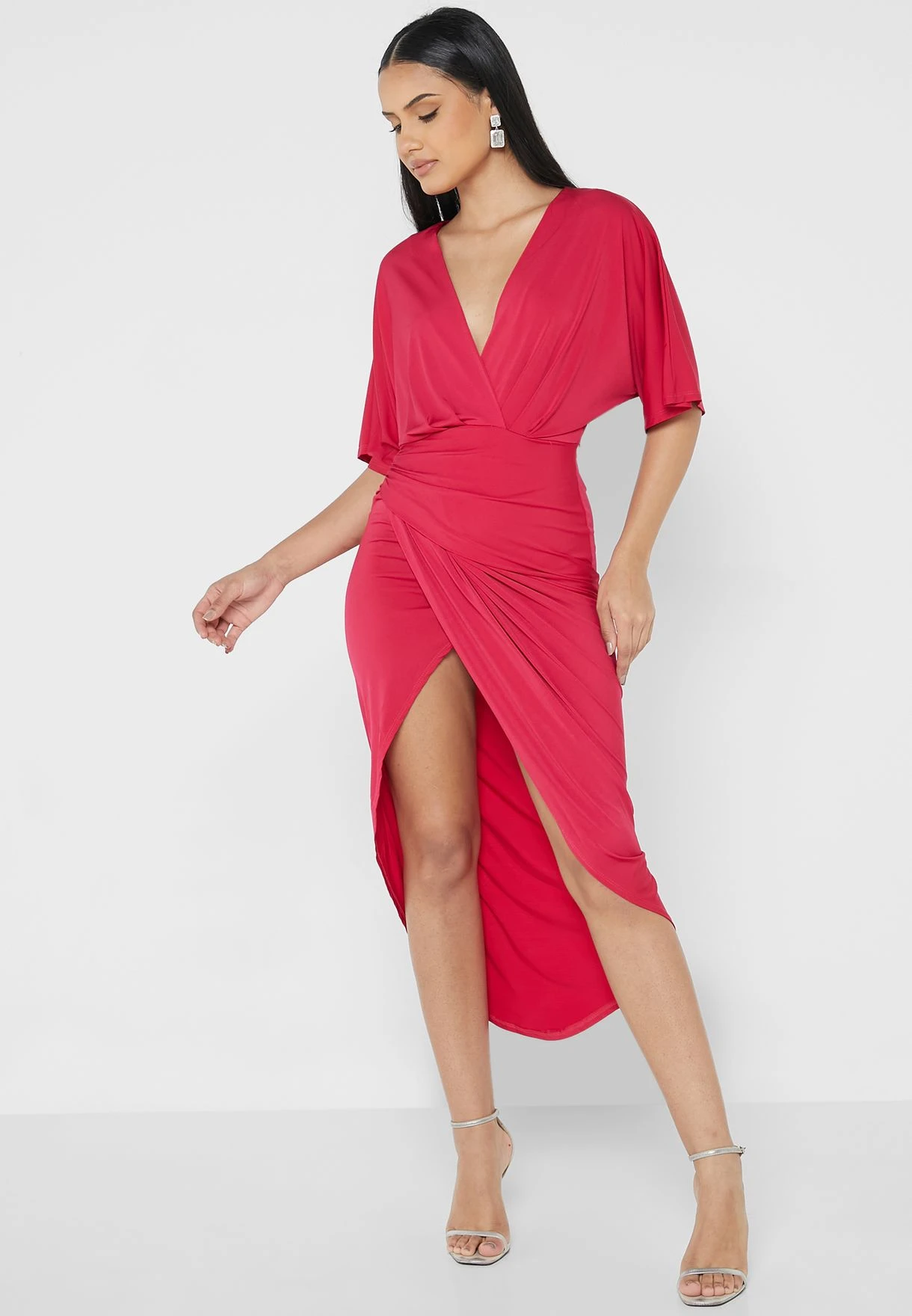 Ruched Kimono Sleeve Dress 1 Ruched Kimono Sleeve Dress