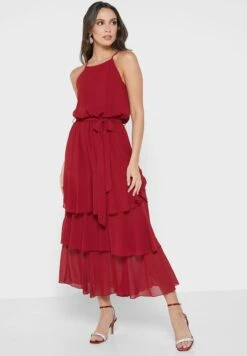 Strappy Tie Detail Tiered Dress