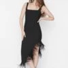 Trendyol Fringe High Low Hem Dress