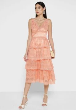 Ruffle Plunge Neck Dress