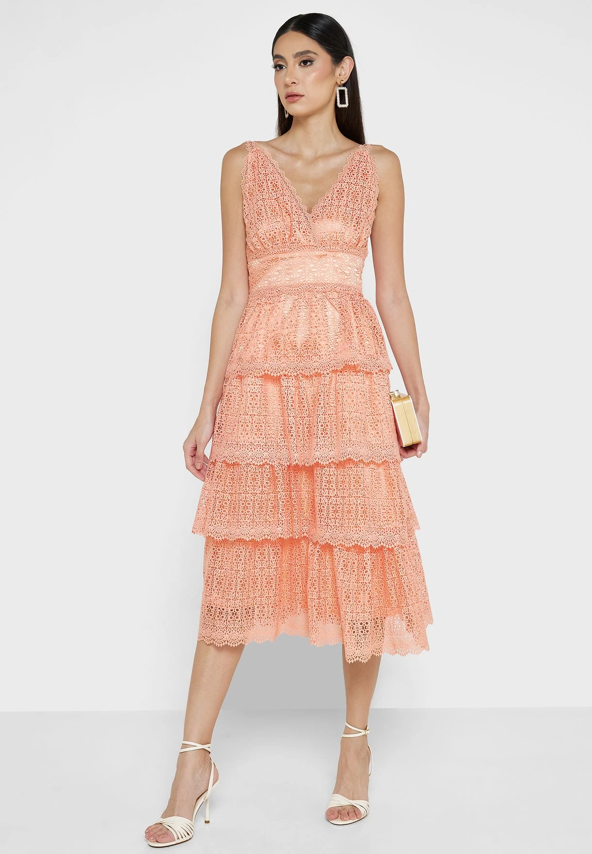 Ruffle Plunge Neck Dress 1 Ruffle Plunge Neck Dress