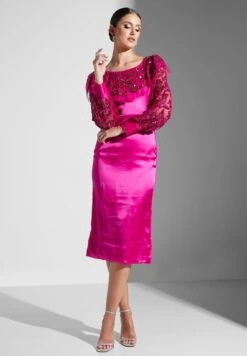 Boat Neck Sequin Detail Dress