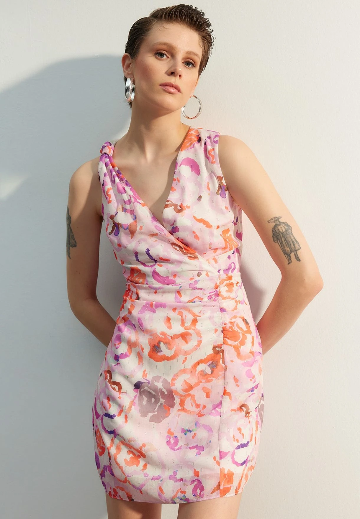 Trendyol Surplice Neck Printed Dress 1 Trendyol Surplice Neck Printed Dress