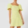 Puff Sleeve Gingham Dress