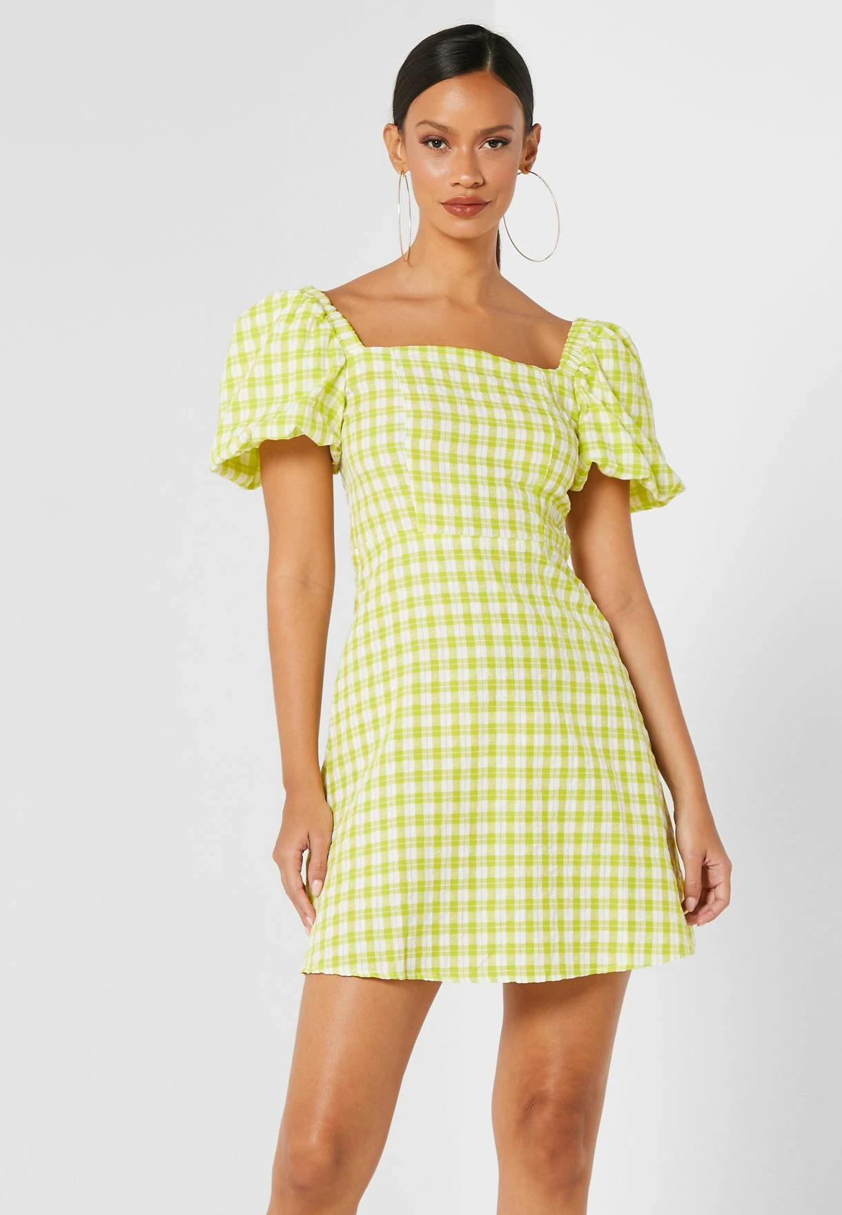 Puff Sleeve Gingham Dress 1 Puff Sleeve Gingham Dress