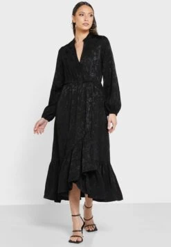 Ruffle Hem Puff Sleeve Dress