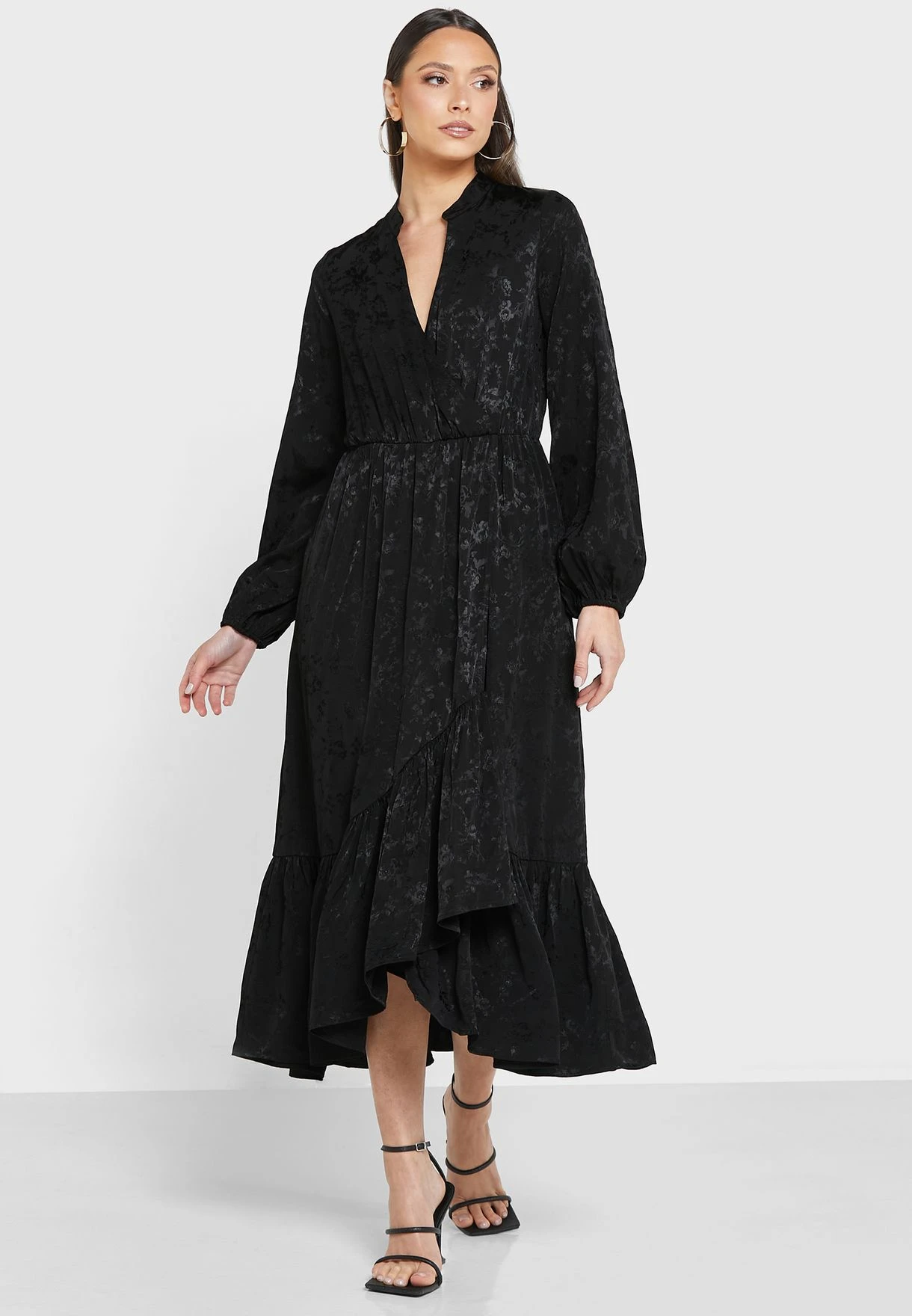 Ruffle Hem Puff Sleeve Dress 1 Ruffle Hem Puff Sleeve Dress