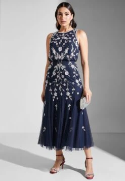 Adrianna Papell Floral Embroidered Tiered Dress