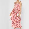 Little Mistress Red Floral Tiered Midaxi By Vogue Williams