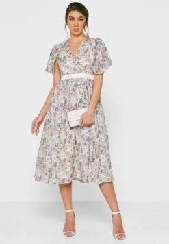 V-Neck Floral Print Dress