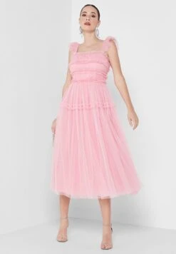 Square Neck Ruched Tiered Dress