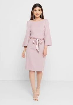 Belted Back Slit Dress