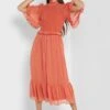 Little Mistress Tiered Ruffle Sleeve Dress