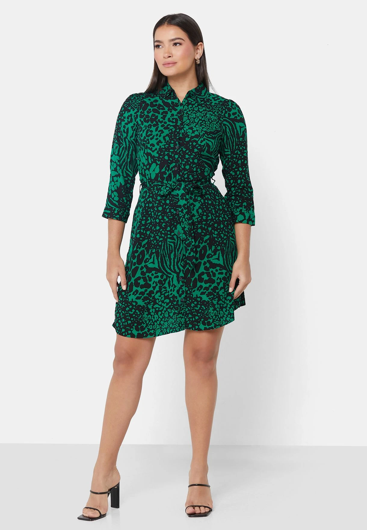 New Look Printed Button Detail Shirt Dress 1 New Look Printed Button Detail Shirt Dress