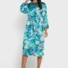 Printed Balloon Sleeve Dress