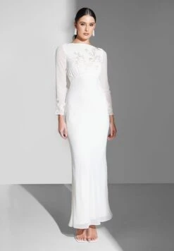 Plunge Neck Embroidered Dress