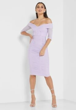 Little Mistress Bardot Plisse Dress