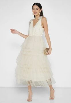 Surplice Neck Ruffle Detail Dress